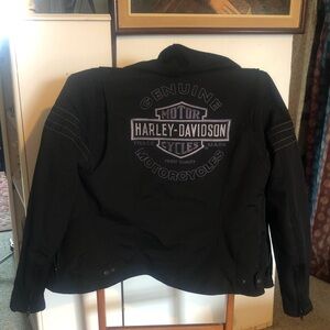 H D riding jacket & hoody combo black water resistant nylon ladies M EUC